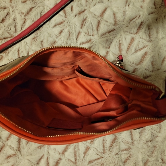 Coach Daisy Spectator Boho Shoulder Bag tan coral pink free shipping! - Picture 7 of 8